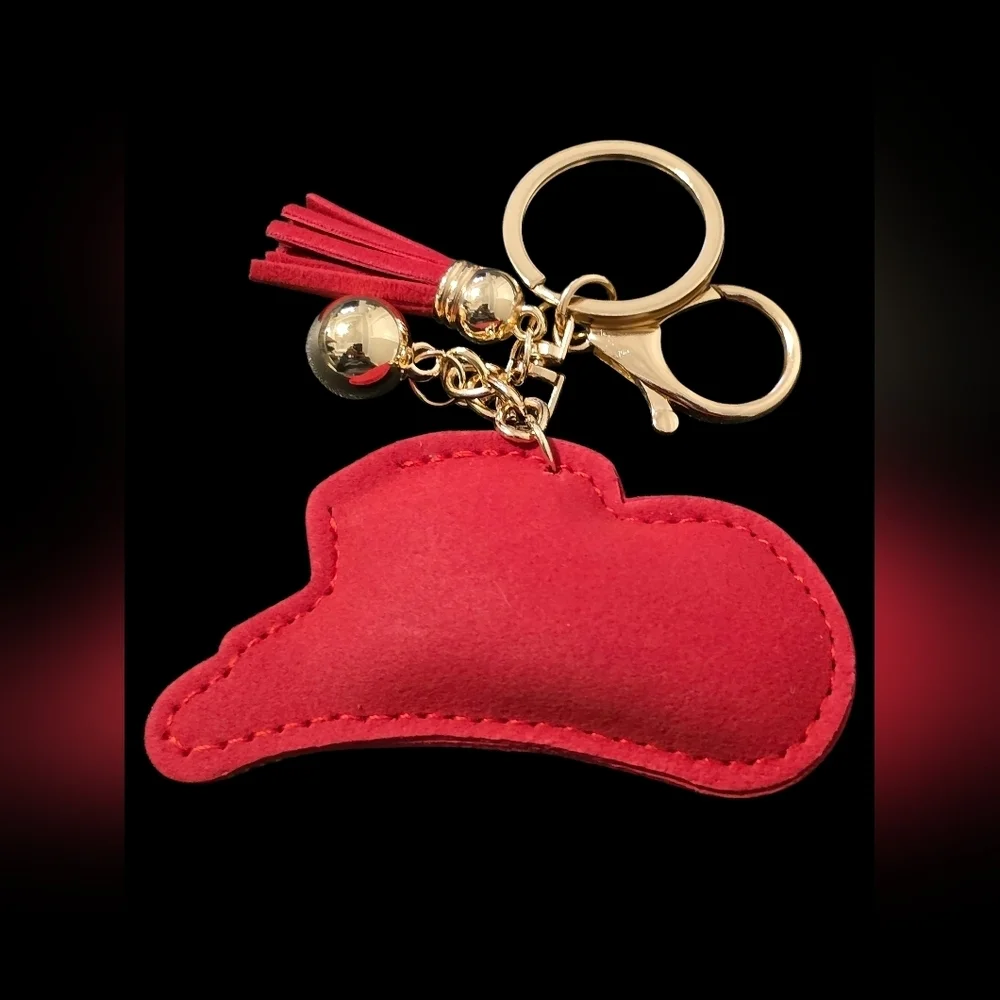 Red Rhinestone Cowboy Hat Bag Charm Keychain